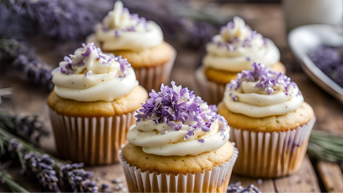 Lavender Sea Salted Eggnog Cupcakes: A Festive Floral Delight